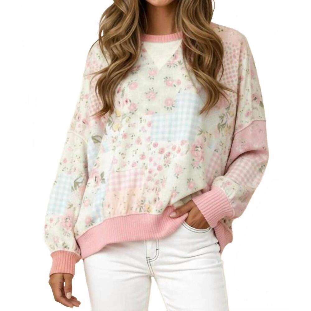 NEW HAPTICS drop sleeve pullover in mixed ditsy floral